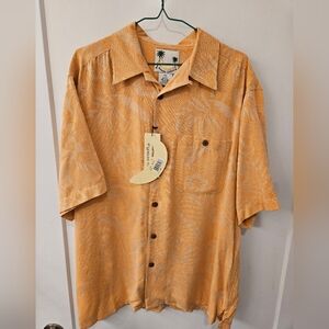 NWT - Silk Banana Cabana Orange Camp Shirt - Size L